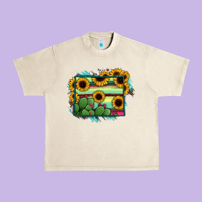 Wyoming Map Sunflower Cactus Serape Urban Heavy Tee Designed By Ranaportraitstore