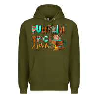Army Green pumpkin spice and jesus Premium Hoodie - AdoDesignShop