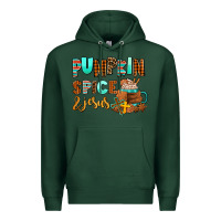 Sports Green pumpkin spice and jesus Premium Hoodie - AdoDesignShop