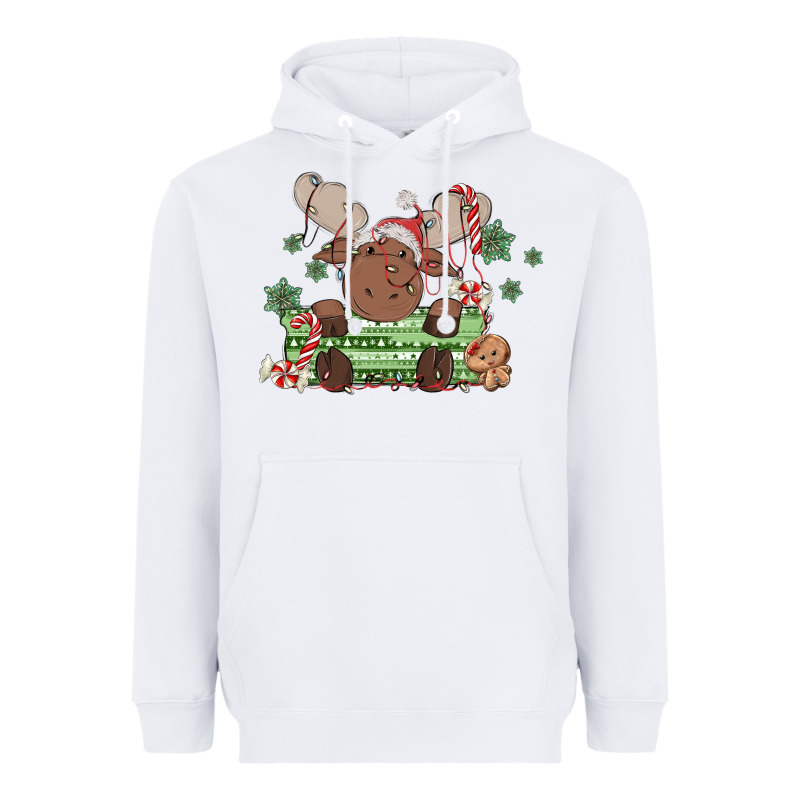 Christmas Reindeer Heavyweight Hoodie by MaliasSmallBusiness | Teevron