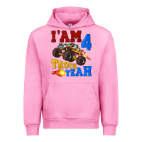 Fuchsia Pink i'am four truck yeah Urban Hoodie - Artiststas