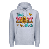Heather Grey tired mom vibes Premium Hoodie - AdoDesignShop