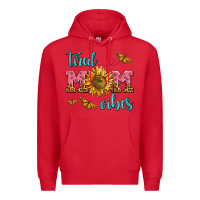 Red tired mom vibes Premium Hoodie - AdoDesignShop