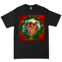 Black christmas red angus calf head Premium Tee - LillyAllenDesigns