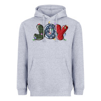 Heather Grey joy christmas lights Heavyweight Hoodie - MaliasSmallBusiness
