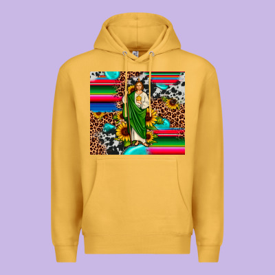 San Judas Leopard Cowhide Gemstone Premium Hoodie Designed By Jahusdesignshop