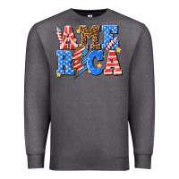 Charcoal Heather America with lightning bolt Premium Sweatshirt - texasbilliewilder