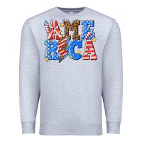Heather Grey America with lightning bolt Premium Sweatshirt - texasbilliewilder