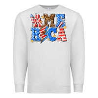 Oatmeal Heather America with lightning bolt Premium Sweatshirt - texasbilliewilder