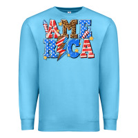 Ocean Blue America with lightning bolt Premium Sweatshirt - texasbilliewilder