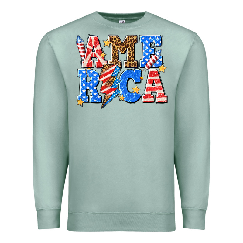 America With Lightning Bolt Premium Sweatshirt by texasbilliewilder | Teevron