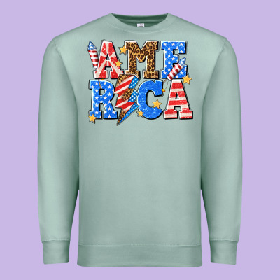 Premium Sweatshirt America with lightning bolt