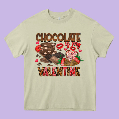 Chcolate Is My Valentine Heavy Core Tee Designed By Cowhidedigitalart