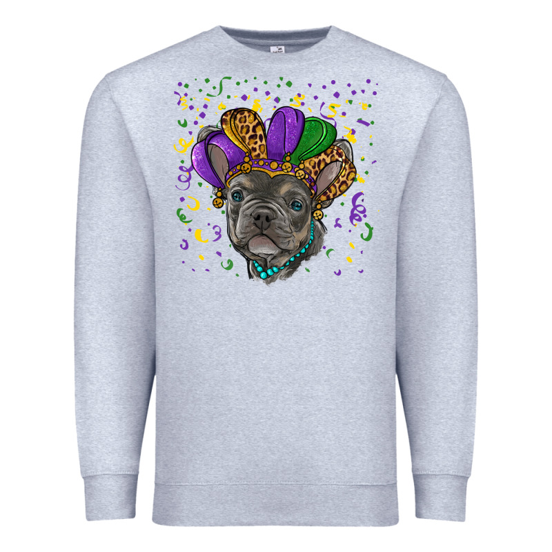 Mardi Gras French Bulldog Premium Sweatshirt by RanaPortraitStore | Teevron