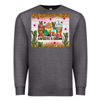 Charcoal Heather Cafecito y chisme coffee cups Premium Sweatshirt - Zillion Design Studio