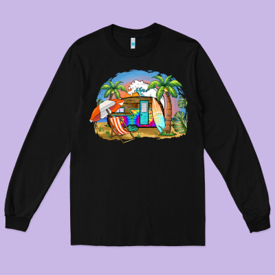 Camp Life Beach Long Sleeve Tee Designed By Barkaloodesign