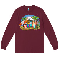 Burgundy camp life beach Long Sleeve Tee - BarkalooDesign