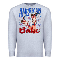 Heather Grey American babe 4th july Premium Sweatshirt - texasbilliewilder