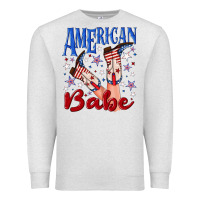 Oatmeal Heather American babe 4th july Premium Sweatshirt - texasbilliewilder