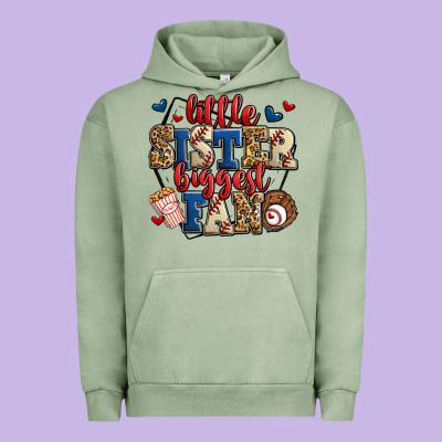 Little Sister Biggest Fan Baseball Urban Hoodie Designed By Jasminsmagicworld
