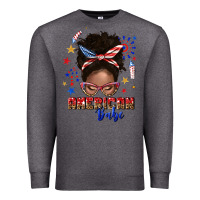 Charcoal Heather American babe afro messy bun Premium Sweatshirt - texasbilliewilder
