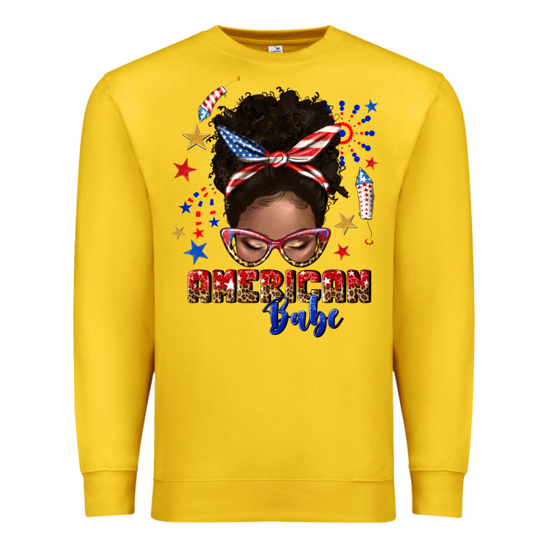 American Babe Afro Messy Bun Premium Sweatshirt by texasbilliewilder | Teevron