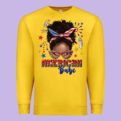 Premium Sweatshirt American babe afro messy bun