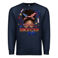 Navy American babe afro messy bun Premium Sweatshirt - texasbilliewilder