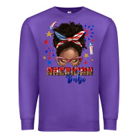 Purple American babe afro messy bun Premium Sweatshirt - texasbilliewilder