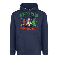Navy farm fresh christmas trees Heavyweight Hoodie - MaliasSmallBusiness