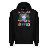 Black just a girl who loves hippos Premium Hoodie - Artiststas