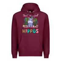 Burgundy just a girl who loves hippos Premium Hoodie - Artiststas