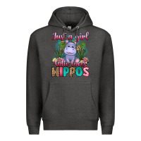 Charcoal Heather just a girl who loves hippos Premium Hoodie - Artiststas