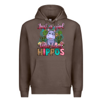 Coffee just a girl who loves hippos Premium Hoodie - Artiststas