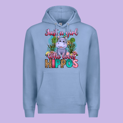 Just A Girl Who Loves Hippos Premium Hoodie Designed By Artiststas