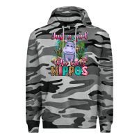 Slate Camo just a girl who loves hippos Premium Hoodie - Artiststas