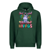 Sports Green just a girl who loves hippos Premium Hoodie - Artiststas