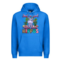 True Royal just a girl who loves hippos Premium Hoodie - Artiststas