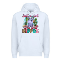 White just a girl who loves hippos Premium Hoodie - Artiststas