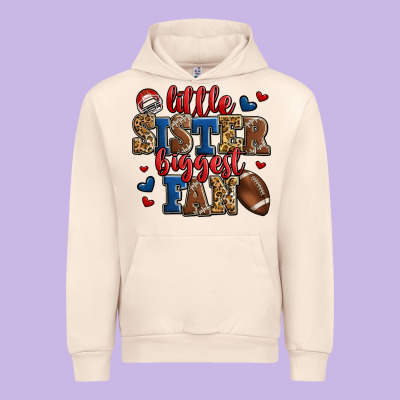 Little Sister Biggest Fan American Football Urban Hoodie Designed By Jasminsmagicworld