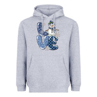 Heather Grey love snowman Heavyweight Hoodie - MaliasSmallBusiness
