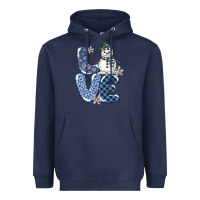 Navy love snowman Heavyweight Hoodie - MaliasSmallBusiness