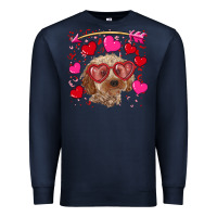 Navy valentine's day cockapoo Premium Sweatshirt - RanaPortraitStore
