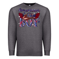 Charcoal Heather American boy with cowboy Premium Sweatshirt - texasbilliewilder