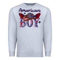 Heather Grey American boy with cowboy Premium Sweatshirt - texasbilliewilder