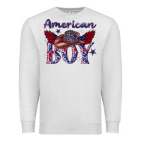 Oatmeal Heather American boy with cowboy Premium Sweatshirt - texasbilliewilder