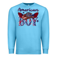 Ocean Blue American boy with cowboy Premium Sweatshirt - texasbilliewilder