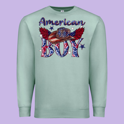 Premium Sweatshirt American boy with cowboy