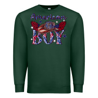 Sports Green American boy with cowboy Premium Sweatshirt - texasbilliewilder