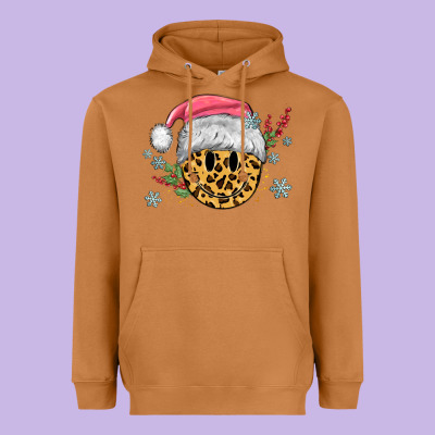 Heavyweight Hoodie leopard smiley face